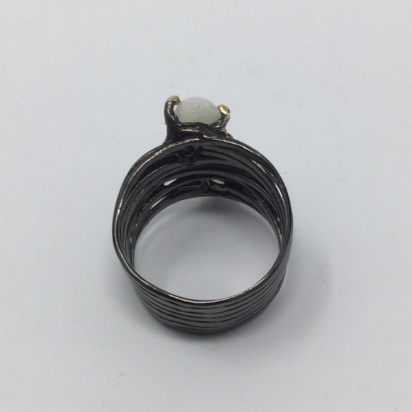 Outstanding Genuine Fiery Opal Duo Ring - Picture 3 of 4